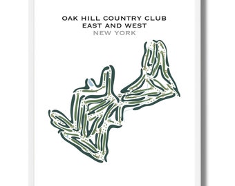 Oak Hill Country Club East & West, NY | Golf Course Map, Home Decor, Golfer Gift, Scorecard Layout, Golfer Boyfriend Gift,Art Print UNFRAMED