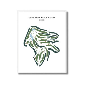 Elks Run Golf Club, Ohio | Carte du parcours de golf, carte du golf, cadeau golfeur pour lui, mise en page de la carte de score, cadeau petit ami golfeur, impression d'art sans cadre