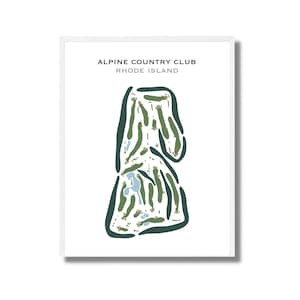 May include: A green and white illustration of a golf course layout. The text "ALPINE COUNTRY CLUB RHODE ISLAND" is at the top of the image.
