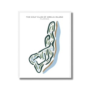 El club de golf de Amelia Island, FL / Mapa del campo de golf, mapa de golf, regalo para golfistas, diseño de tarjeta de puntuación, regalo para novios golfistas, impresión artística SIN MARCO