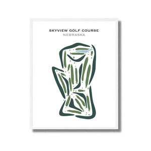 Skyview-Golfplatz, NE-Golfplatz-Karte, Golfgeschenke für Papa, Wohndekor, Golfer-Dekor, Golf-Wandkunst | Aquarell Style Kunstdruck Kein gerahmt