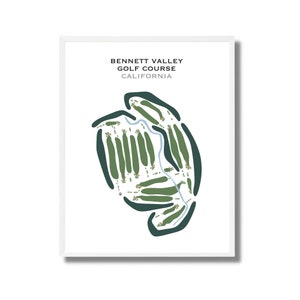 Bennett Valley-golfbaan, Californië | Golfbaankaart, decor, golfer cadeau voor hem, scorecardlay-out, cadeau golfer vriendje, kunstdruk INGELIJST
