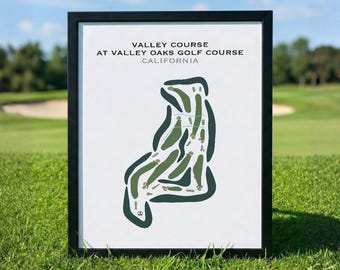 Valley Course at Valley Oaks Golf Course, CA | Golf Course Map, Golf Map, Golfer Gift For Him, Scorecard Layout, Golfer Gift,Art Print Decor