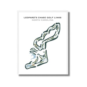 Leopard's Chase Golf Links, NC | Golfbaankaart, golfkaart, golfer cadeau voor hem, scorecardlay-out, cadeau golfer vriendje, kunstprint INGELIJSTE