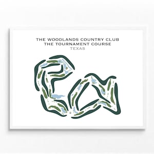 Campo de torneio no The Woodlands Country Club, TX | Mapa do campo de golfe, decoração, presente de jogador de golfe para ele, presente de namorado jogador de golfe, impressão de arte SEM MOLDURA