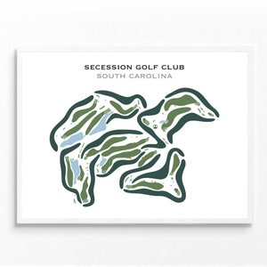 Secession Golf Club, Südcarolina | Geschenke für Golf-Liebhaber, Papa Geschenk, Golf-Wand-Dekor-Geschenk, Geburtstagsgeschenk, Aquarell-Golfplatz-Karte