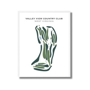 View Valley Country Club, WV | Golfbaankaart, golfkaart, golfer cadeau voor hem, scorecardlay-out, cadeau golfer vriendje, kunstprint INGELIJSTE