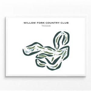 Willow Fork Country Club, Texas | Carte du parcours de golf, carte de golf, cadeau golfeur pour lui, mise en page de la carte de score, cadeau petit ami golfeur, impression d'art sans cadre