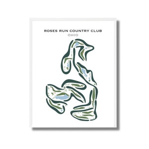 Roses Run Country Club Stow, Ohio, regalo di golf per uomo, fratello, papà, regalo personalizzato, regalo di compleanno, regalo di Natale, mappa di golf personalizzata