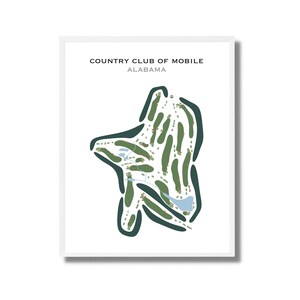 Country Club of Mobile, AL | Golf Course Map, Golf Map, Golfer Gift For Him, Scorecard Layout, Golfer Boyfriend Gift, Art Print Decor