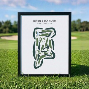 Club de Golf Ripon, California / Mapa del campo de golf, Mapa de golf, Regalo para golfista, Diseño de tarjeta de puntuación, Regalo para novio golfista, Lámina decorativa