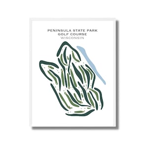 Peninsula State Park, WI / Mapa del campo de golf, mapa de golf, regalo de golfista para él, diseño de tarjeta de puntuación, regalo de novio golfista, impresión artística SIN MARCO