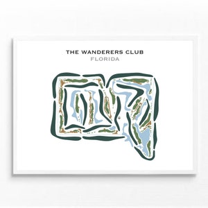 The Wanderers Club, Florida | Golfbaankaart, golfkaart, golfer cadeau voor hem, scorecardlay-out, cadeau golfer vriendje, kunstdruk INGELIJST
