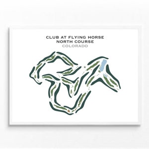 club de golf au parcours de golf Flying Horse North, CO | Carte du terrain de golf, cadeau golfeur pour lui, mise en page de la carte de pointage, cadeau petit ami golfeur, impression d'art sans cadre