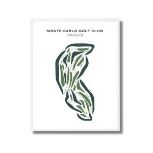 Golf de Monte-Carlo, France | Carte du parcours de golf, carte du golf, cadeau golfeur pour lui, mise en page de la carte de score, cadeau petit ami golfeur, impression d'art sans cadre