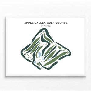 Apple Valley-golfbaan, ME | Golfbaankaart, golfkaart, golfer cadeau voor hem, scorecardlay-out, cadeau golfer vriendje, kunstdruk INGELIJST