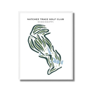 Natchez Trace Golf Club, MS | Golfbaankaart, golfcadeaus voor papa, golferdecorcadeau, golfmuurkunst | Kunstafdruk in aquarelstijl, niet ingelijst