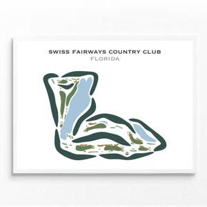 Country Club des fairways suisses, Floride | Carte du parcours de golf, carte du golf, cadeau golfeur pour lui, mise en page de la carte de score, cadeau petit ami golfeur, impression d'art sans cadre