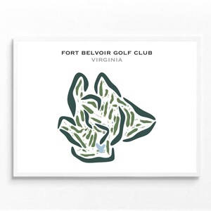 Club de golf de Fort Belvoir, Virginie | Carte du parcours de golf, carte du golf, cadeau golfeur pour lui, mise en page de la carte de score, cadeau petit ami golfeur, impression d'art sans cadre