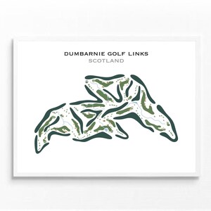 Dumbarnie Golf Links, Schotland | Golfbaankaart, golfkaart, golfer cadeau voor hem, scorekaartlay-out, cadeau golfer vriendje, kunstdruk INGELIJST