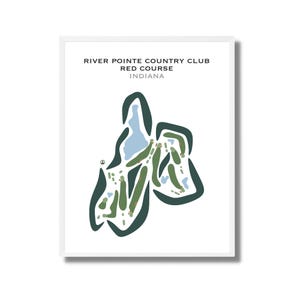 River Pointe Country Club, Parcours rouge, IN | Carte du parcours de golf, décoration, cadeau golfeur pour lui, carte de pointage, cadeau petit ami golfeur, impression d'art sans cadre