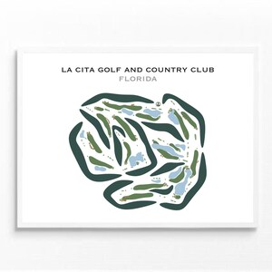Golf & Country Club de La Cita, Floride | Carte du parcours de golf, carte du golf, cadeau golfeur pour lui, mise en page de la carte de score, cadeau petit ami golfeur, impression d'art sans cadre