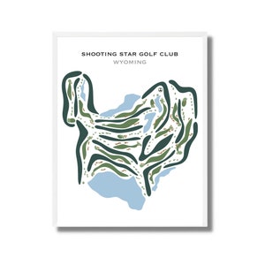 Shooting Star Golf Club, Wyoming / Mapa del campo de golf, regalos de golf para papá, decoración de golf, arte de pared de golf / Impresión artística estilo acuarela sin marco