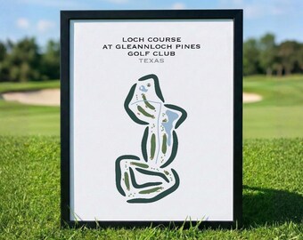 Campo de golf Loch Course en Gleannloch Pines Golf Club, TX / Mapa del campo de golf, Mapa de golf, Regalo para golfista, Regalo para golfista, Regalo para golfista, Decoración con lámina artística