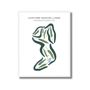Chatham Seaside Links, Massachusetts | Golfbaankaart, golfkaart, golfer cadeau voor hem, scorecardlay-out, cadeau golfer vriendje, kunstdruk INGELIJST
