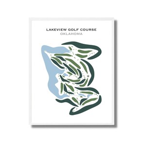 Parcours de golf Lakeview, Oklahoma | Carte du parcours de golf, carte du golf, cadeau golfeur pour lui, mise en page de la carte de score, cadeau petit ami golfeur, impression d'art sans cadre