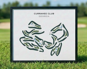 Currahee Club, Georgia / Mapa del campo de golf, Mapa de golf, Regalo para golfista, Diseño de tarjeta de puntuación, Regalo para novio golfista, Decoración con lámina artística