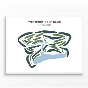 Club de golf de Westport, Irlande | Carte du parcours de golf, carte du golf, cadeau golfeur pour lui, mise en page de la carte de score, cadeau petit ami golfeur, impression d'art sans cadre