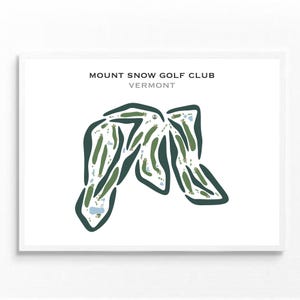 Mount Snow Golf Club, VT / Mapa del campo de golf, mapa de golf, regalo de golfista para él, diseño de tarjeta de puntuación, regalo de novio golfista, impresión artística SIN MARCO