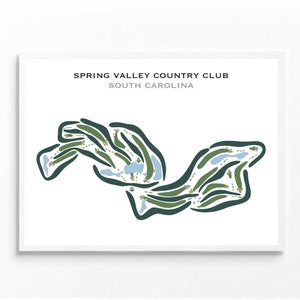 Spring Valley Country Club, SC|Golfbaankaart, golfkaart, golfer cadeau voor hem, scorecardlay-out, cadeau golfer vriendje, kunstdruk INGELIJSTE