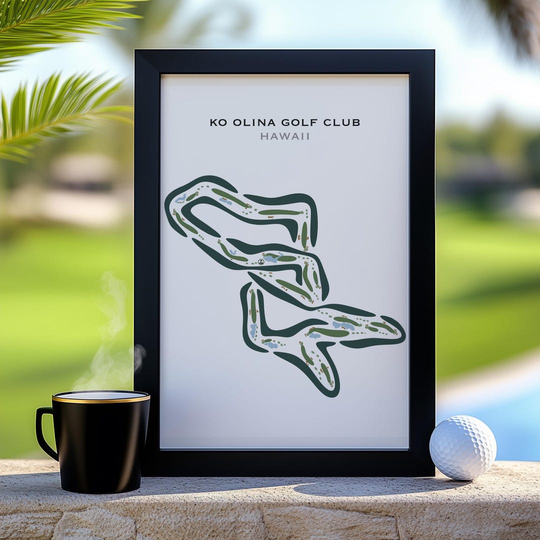 Ko Olina Golf Club, Hawaii Golf Course Map Wall Art, Golfer Lover