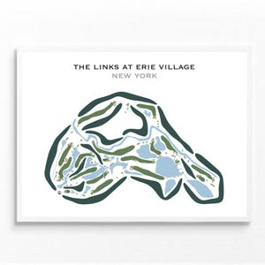 The Links à Erie Village, New York | Carte du parcours de golf, carte du golf, cadeau golfeur pour lui, mise en page de la carte de score, cadeau petit ami golfeur, impression d'art sans cadre