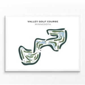 Valley-golfbaan, East Grand Forks, MN | Golfbaankaart, golfkaart, golfer cadeau voor hem, cadeau golfer vriendje, kunstdruk INGELIJSTE