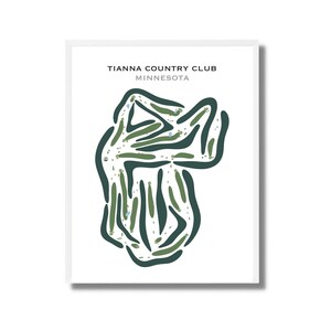 Tianna Country Club in Walker, Minnesota, Watercolor Golf Course Map. Golf Course Print, Golfer Gifts, Golfing Gifts, Gifts for Dad