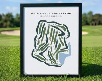 Metacomet Country Club, RI / Mapa del campo de golf, Mapa de golf, Regalo para golfista, Diseño de tarjeta de puntuación, Regalo para novio golfista, Decoración con lámina artística