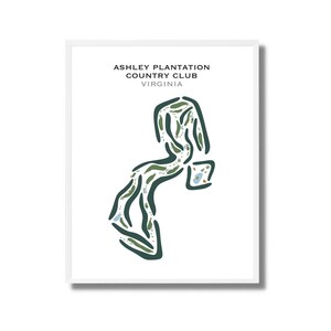 Ashley Plantation Country Club, VA / Mapa del campo de golf, decoración, regalo de golfista para él, diseño de tarjeta de puntuación, regalo de novio golfista, impresión artística SIN MARCO