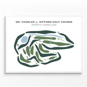 Dr. Charles L. Sifford Golf Course, NC | Mapa do campo de golfe, decoração, presente de jogador de golfe para ele, layout de cartão de pontuação, presente de namorado jogador de golfe, impressão de arte SEM MOLDURA