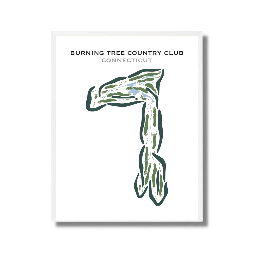 Burning Tree Country Club, CT Golf Course Map, Home Decor, Golfer Gift