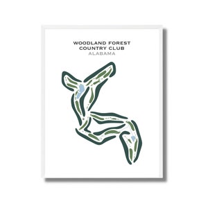 Woodland Forrest Country Club, AL | Mapa do campo de golfe, decoração, presente de jogador de golfe para ele, layout de cartão de pontuação, presente de namorado jogador de golfe, impressão de arte SEM MOLDURA