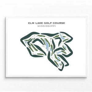 Parcours de golf d'Elm Lake, MS | Carte du parcours de golf, carte du golf, cadeau golfeur pour lui, mise en page de la carte de score, cadeau petit ami golfeur, impression d'art sans cadre