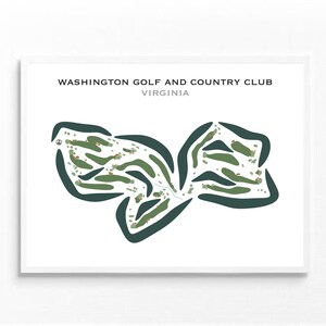 Washington Golf & Country Club, VA / Mapa del campo de golf, Mapa, Regalo para golfista, Diseño de tarjeta de puntuación, Regalo para novio golfista, Lámina artística sin marco