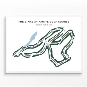 De links in Kahite, TN | Golfbaankaart, golfkaart, golfer cadeau voor hem, scorecardlay-out, cadeau golfer vriendje, kunstdruk INGELIJST