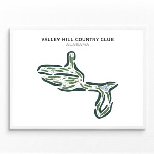 Valley Hill Country Club, AL / Mapa del campo de golf, mapa de golf, regalo de golfista para él, diseño de tarjeta de puntuación, regalo de novio golfista, impresión artística SIN MARCO