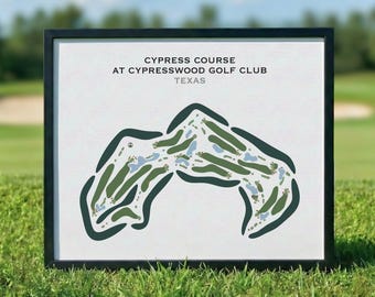 Campo Cypress en Cypresswood Golf Club, TX / Mapa de campo de golf para pared, lienzo con mapa de golf, regalo de golf, decoración para la cueva del hombre, regalo de inauguración de casa