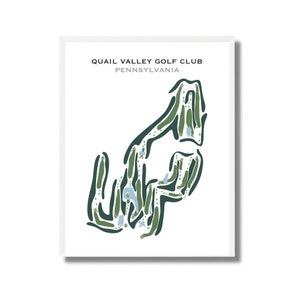 Quail Valley Golf Club, Pennsylvania | Golfbaankaart, golfkaart, golfer cadeau voor hem, scorecardlay-out, cadeau golfer vriendje, kunstdruk INGELIJST