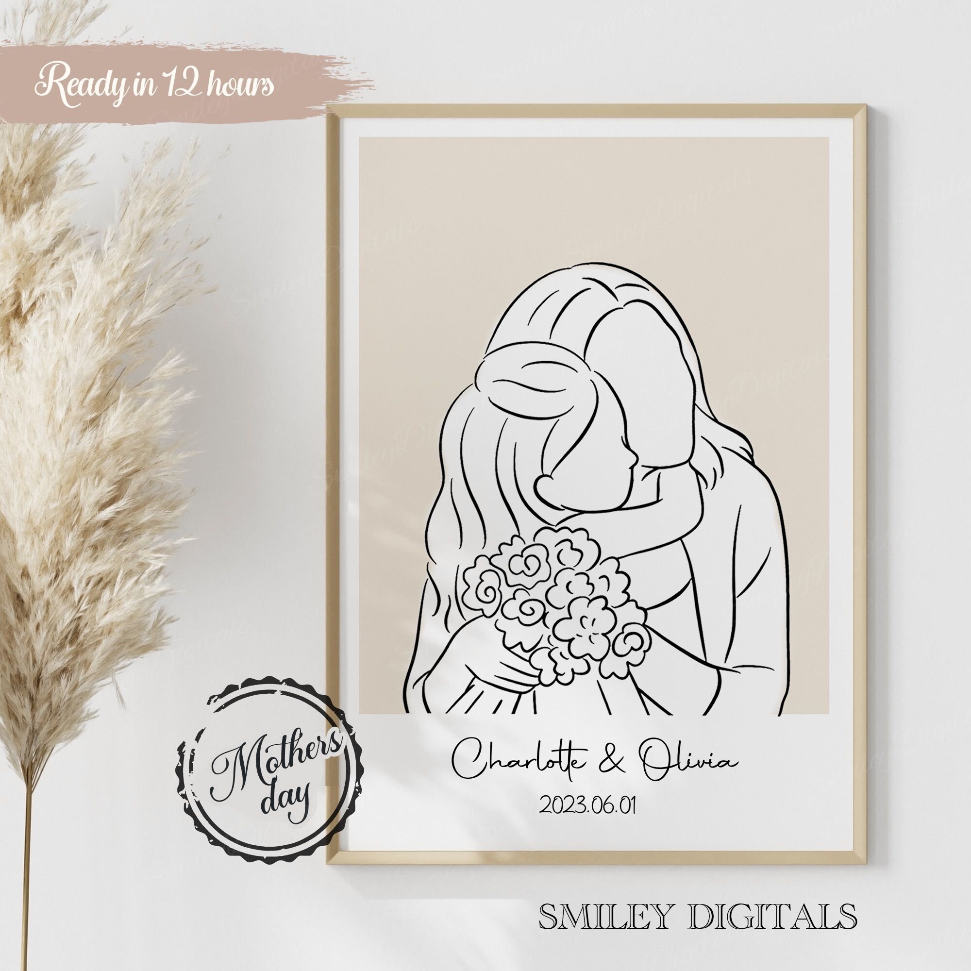 Custom Family Portrait Custom Line Drawing Personalized - Etsy